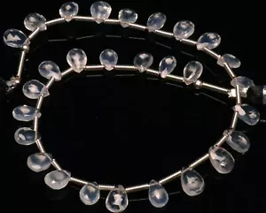 Natural Gem Himalayan Ice Quartz 7x5 mm Size Faceted Pear Briolette 9" Strand - Picture 1 of 5