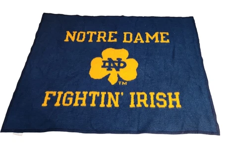 Vintage Biederlack Notre Dame Fighting Irish Blanket Shamrock 56"x42" Cover