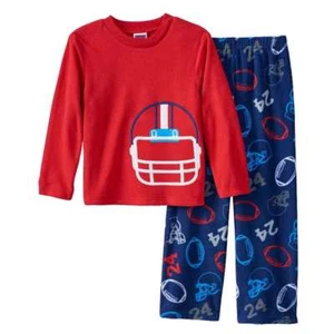 Up-Late Boys Red & Blue Fleece Sleepwear Football Themed Pajama Set Size 4 - Picture 1 of 1