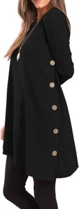 Igenjun Fall Dresses for Women Sweater Dress Long Sleeve Button Side Pullover - Picture 1 of 5
