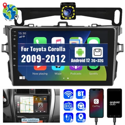 For 2009-2013 Toyota Corolla Android 12.0 Car Radio CarPlay Stereo GPS WiFi +Cam - Image 1 of 4