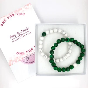 Personalised Gift 2pcs Matching Friendship Lover Couple Charm Promise Bracelet - Picture 1 of 10