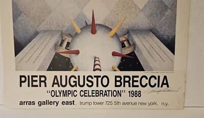 Cartaz litográfico Pier Augusto Breccia 1988 celebração olímpica assinado exposição - Imagem 1 de 4