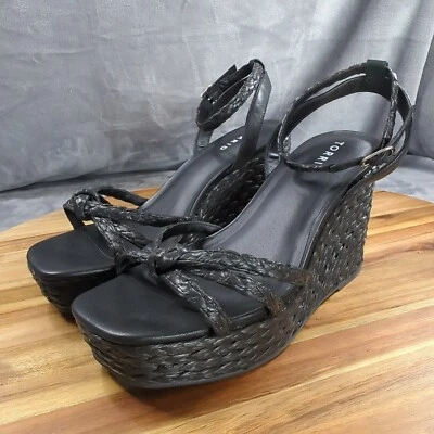 Torrid Strappy Raffia Platform Wedges Black Sz 9.5 WW NWOT or BOX - Image 1 of 4