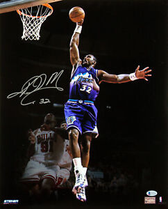 Jazz Karl Malone Authentic Signed 16x20 Photo Autographed BAS Witnessed #J27414