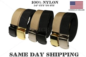 MEN'S METAL BUCKLE NYLON CANVAS TACTICAL WAISTBAND WEBBING MILITARY BELT - Picture 1 of 17