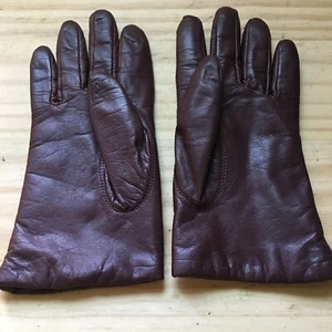 Vintage 60er Jahre Van Raalte Echtleder Mode Handschuhe Gr. S Farbe braun-rot - Bild 1 von 5