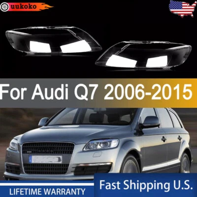 Pair Car Front Headlights Lens Cover Shell Clear Fit For Audi Q7 2006-2015 Foto 1 de 4
