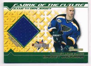 2002-03 BOWMAN YOUNGSTARS FABRIC OF THE FUTURE GAME WORN JERSEYS BARRET JACKMAN