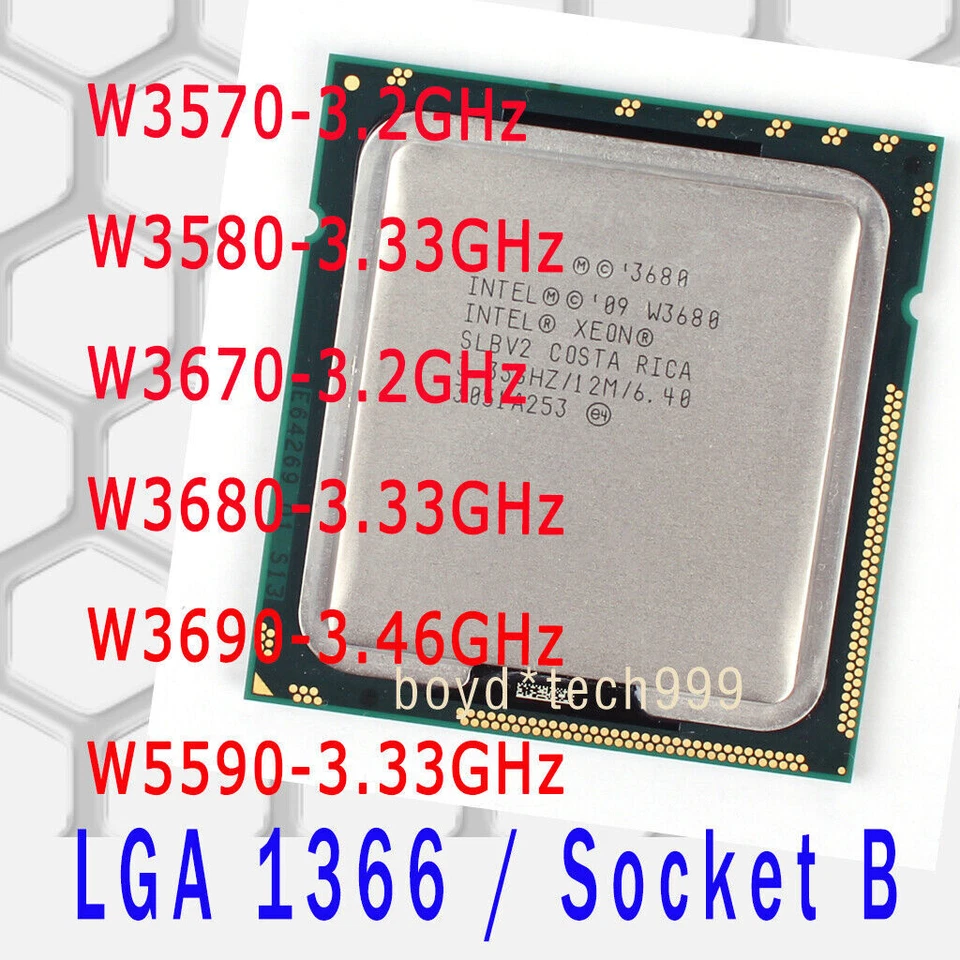 Intel Xeon W3570 W3580 W3670 W3680 W3690 W5590 LGA 1366 / Socket B CPU Processor - Image 1 of 1