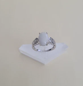Natural Jade Platinum Over 925 Sterling Silver Money Coin Ring (Size 11 6.65 CTS - Picture 1 of 4