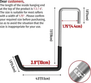 Rafter Hanger, 4PC, Rafter Hook, Bike Hangers for Garage, Large S Hooks for Hang - Picture 1 of 5