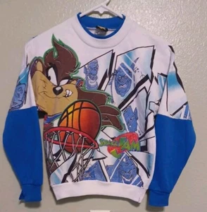 Vintage Kids Warner Bros Space Jam Taz & Monstars Sweatshirt Size 10 Used As-Is - Picture 1 of 12
