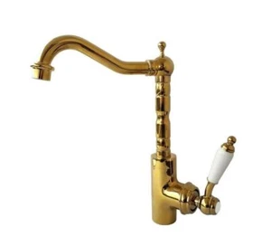 Miscelatore rubinetto lavabo cucina ottone effetto oro antico vintage 59463 - Foto 1 di 1