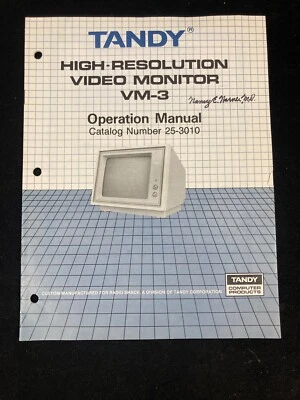 TANDY VIDEO MONITOR VM-3 OPERATION MANUAL, 1984 , RADIO SHACK - Image 1 of 3