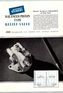 Vintage 1941 Aviation Print Ad - Vickers Balanced Piston Type Relief Valve - Picture 1 of 1
