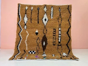 Custom Bujaad Rug,Brown Moroccan Rug,Moroccan Wool Rug,Shaggy Beni Ourain rug - Picture 1 of 13