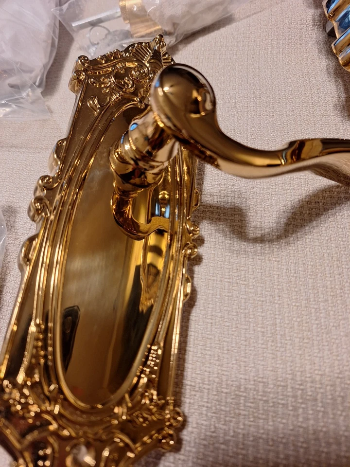 Juego de entrada Grande Victorian Plate S Grip Bellagio perilla de palanca de latón de por vida Foto 1 de 4