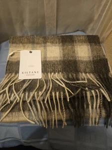 KILTANE of Scotland 100 % Lammwolle Schal blau & grau kariert Fransenkante weich 64 Zoll - Bild 1 von 4