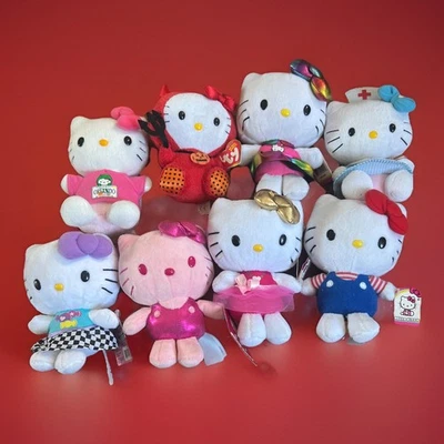 Lot Of 8 Assorted Hello Kitty Plush W Tags Devil Nurse Pink 80s Style Sanrio EUC - Image 1 of 4