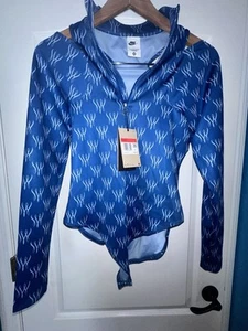 NEW WT Nike Women's Serena Williams Tennis Bodysuit Long Sleeve Blue Large 7072 - Picture 1 of 13