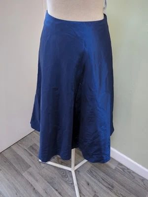 FALDA LAURA ASHLEY Con Falda Interior Negra UK14 EU40 AZUL SAN Foto 1 de 4