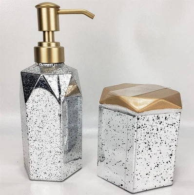 Bomba de jabón Hanukka de vidrio plateado + juego de tarros cubiertos - Umbral Hanukkah Foto 1 de 4