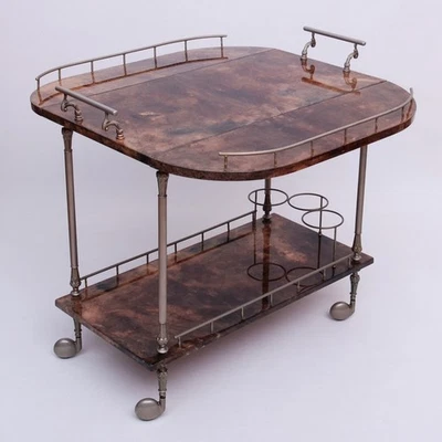 Barra De Bar Vintage De Los 60 Aldo Tura Italia Cuero De Cabra Marrón 6.AIO - Imagen 1 de 4