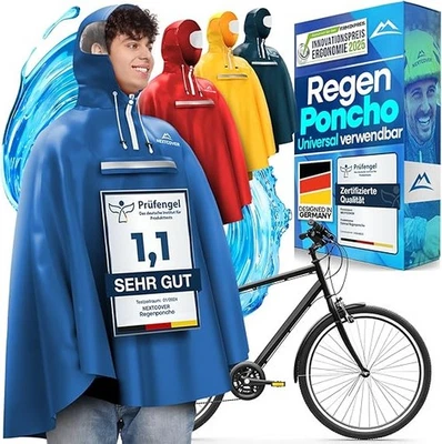 NEXTCOVER Regenponcho Fahrrad für Damen & Herren Regencape wasserdicht blau Gr.L