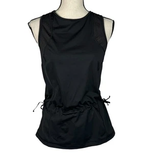Lucy Small Athletic Top Sleeveless Drawstring Waist Stretch Racerback Mesh Black - Picture 1 of 10