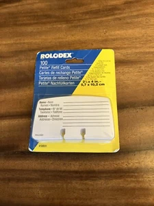 Vintage Rolodex Petite Refill Cards Pack of 100 Cards 2.25" x 4" - Sealed - Imagen 1 de 14