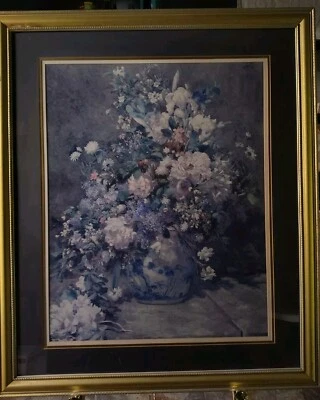 Spring Bouquet 1866, Pierre Auguste Renoir, Art Print Poster Matted & Framed - Image 1 of 4