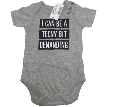 Children's Place Unisex 0-3M bodysuit one Z one-piece Gray TEENY BIT DEMANDING - Image 1 of 4