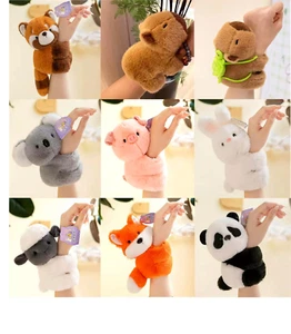 Soft Plush Animal Slap Bracelet Fox Koala Sheep Red Panda Capybara Slap Band - Picture 1 of 22