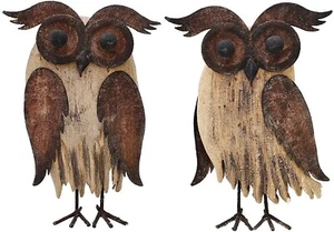 Wood Bird Figurine Home Decor Accent, Rustic Bird Statue Tabletop Decoration Owl - Picture 1 of 6
