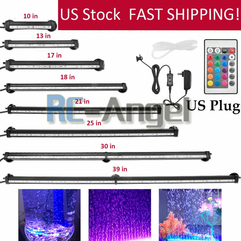 IMESHBEAN Underwater Aquarium Air Bubble LED Light Fish Tank RGB Submersible Lamp + Remote