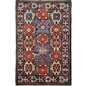 Alfombra de lana oriental tribal kurda colorida hecha a mano (3'4" x 5'1") - Imagen 1 de 10