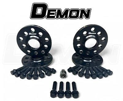 2x 15mm + 2x 20mm Black DEMON Wheel Spacers + Bolts & Locks Audi A5 B8 B9 (T) - Image 1 of 2