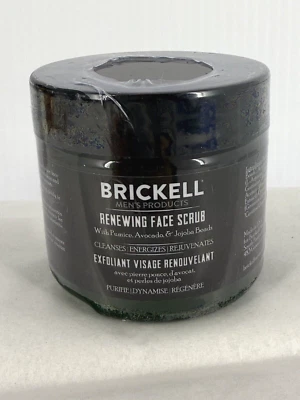 Brickell Men's Renewing Face Scrub Natural Deep Exfoliating 2 oz Sealed Jar New! - Image 1 of 4