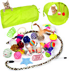 Youngever 24 Cat Kitten Toys Assortments 2 Way Tunnel Feather Teaser Fluffy    