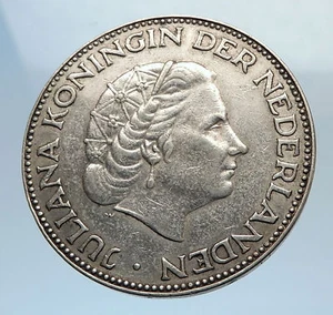 1959 Netherlands Kingdom Queen JULIANA Authentic Silver 2 1/2 Gulden Coin i71599 - Picture 1 of 3
