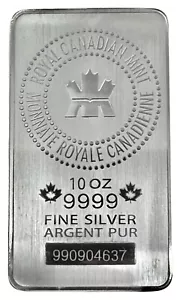 10 oz RCM Silver Bar Royal Canadian Mint .9999 Fine Silver Bar Unsealed #1 - Picture 1 of 2