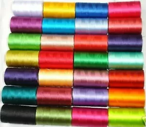 30 x Spools of sewing machine silk art embroidery threads, 30 Different Colours - Picture 1 of 2