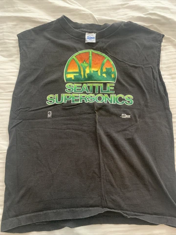 Vintage Seattle Supersonics Youth Sleeveless shirt 14-16 Black Cover