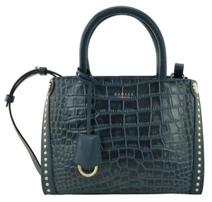 Radley Dark Blue Handbag Satchel Bag Navy Faux Croc Leather Landsdowne Road - Picture 1 of 12