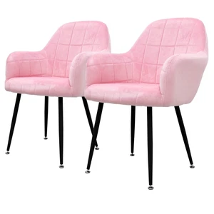 2x Sillón mueble de comedor oficina rosa asientos sofá retro tapizado acolchado - Imagen 1 de 7