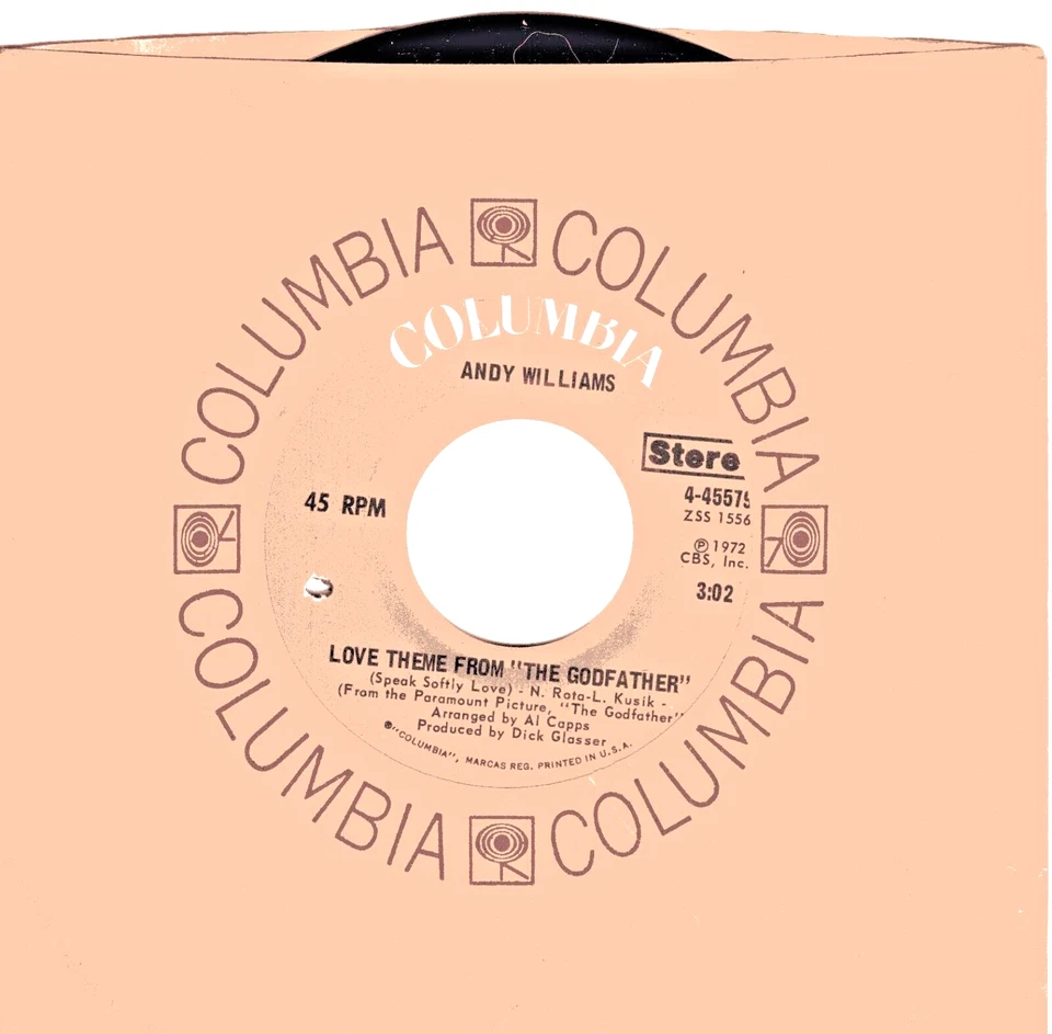 Andy Williams:  Love Theme From The Godfather / Home For Thee .. 45 RPM 5613 - Image 1 of 3