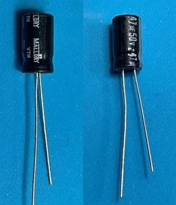 25pcs MALLORY 47uF 50V tappo elettrolitico alluminio +105C 2,5mm LS testato SPEDIZIONE USA - Foto 1 di 1