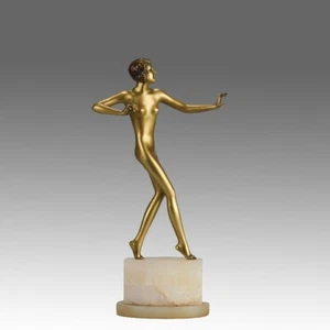 Estudio de bronce pintado en frío de principios del siglo XX ""Wanda"" de Josef Lorenzl - Imagen 1 de 11
