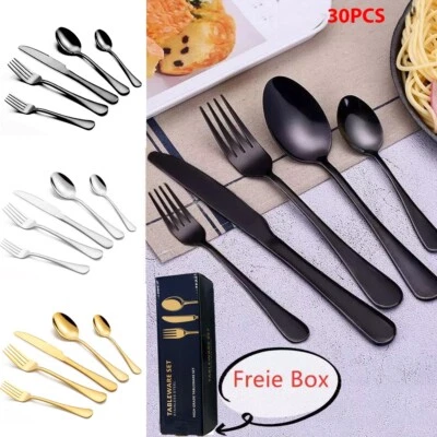 Edelstahl Rostfrei 30-tlg Besteck Set Essbesteck für 6 Personen Tafelbesteck Neu - Bild 1 von 4